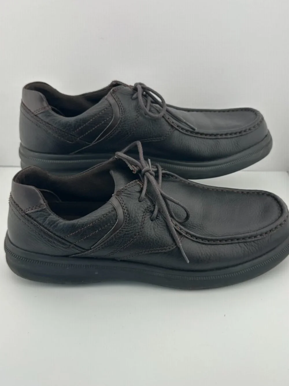 HUSH PUPPIES MEN'S DARK BROWN LEATHER MOC-TOE OXFORD WALKING SHOES SIZE 13